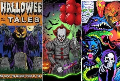 I will do 70s 80s retro vintage horror comic poster Halloween dark art movie poster