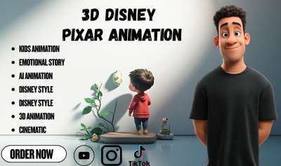 I will create a 3D Disney Pixar-style animation video with cinematic lighting and emotion