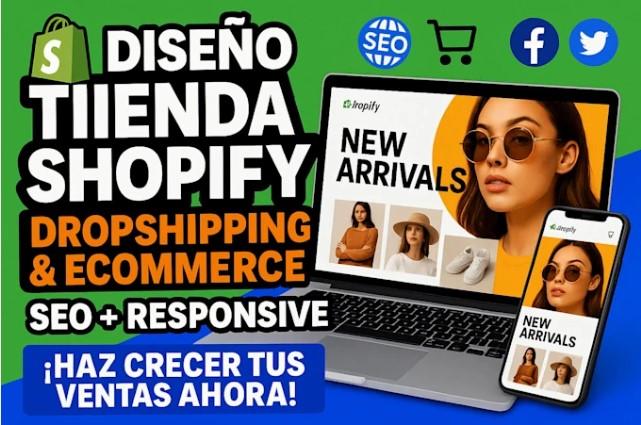 I will diseño de tienda Shopify, dropshipping eCommerce y creación de sitio web