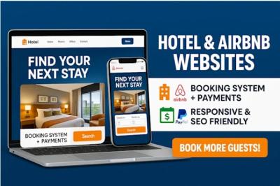 I will design and build a professional hotel, Airbnb, and vacation rental booking website