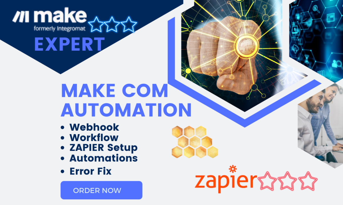 I will fix, make, automate Com, Made.com scenarios, Zapier, VAPI, Integromat