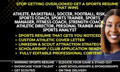 I will write an athlete, basketball, soccer, football, fitness, risk and sports resume