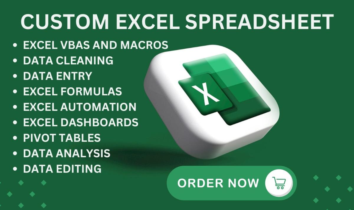 I will do Excel custom template data cleaning data entry VBA macros formula automation