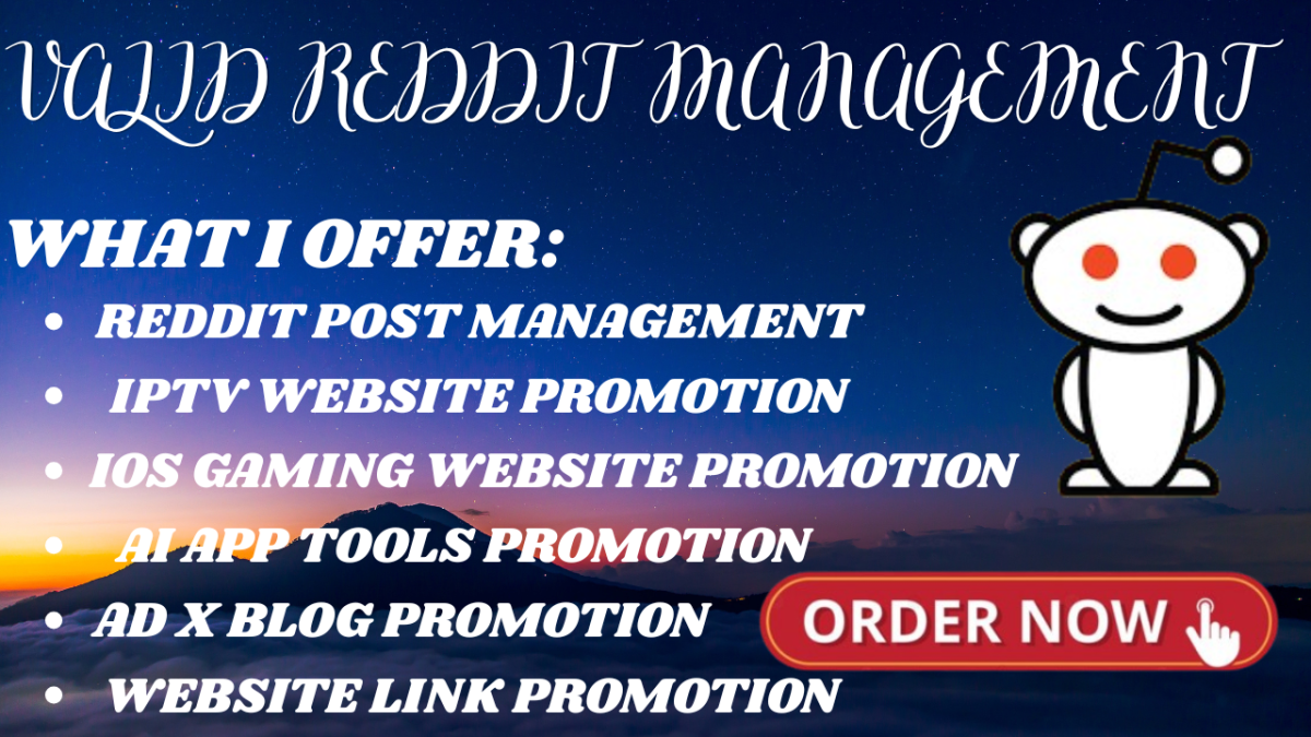 I will promote your IPTV website, online store, webcomic, ad x blog via Reddit marketing