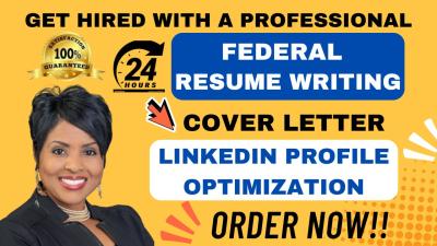 I Will Write Federal Resume, Professional Resume Writing, Executive Resume for USAJOBS
