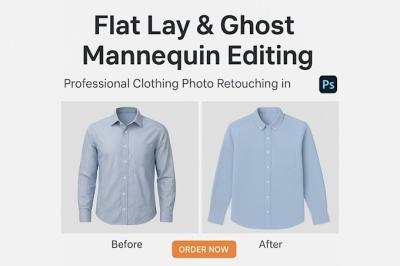 I will edit flat lay clothing photos and create the best ghost mannequin effect