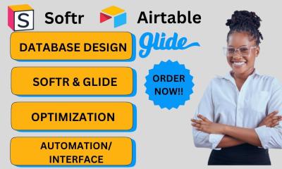 I will do Airtable, Softr, Glide, Troubleshoot, Optimization, Database Design, NoCode