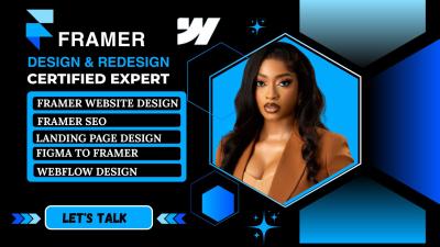 I will build Framer website, Framer landing page, Framer redesign, Webflow website design