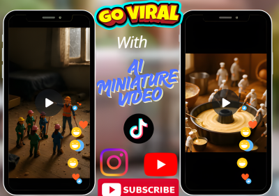 I will create AI miniature videos, mini workers, mini chef, AI product, AI health videos
