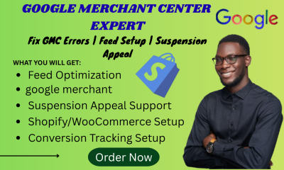 I Will Setup GMC & Fix Google Merchant Center Suspension Issues for Shopify