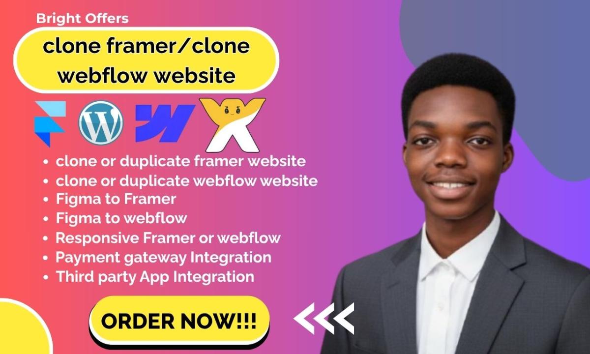 I will duplicate, copy, clone, Framer website, Wix website, Webflow website design, WordPress expert