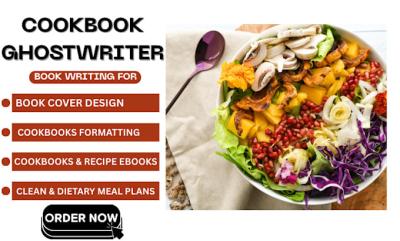 I will write and design a professional cookbook, Kindle cover, ebook cover, meal plan