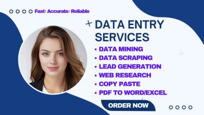 I will do fast and accurate data entry, web research, copy paste, lead generation and virtual assistance job for you