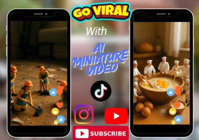I will create AI miniature videos, mini workers, mini chef, AI product, AI health videos