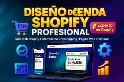 Diseño de tienda Shopify, página web, ecommerce dropshipping y sitio web Navidad