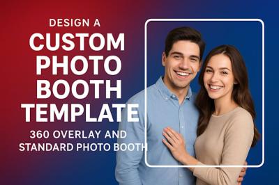I will design a photo booth template 360 overlay and standard photo booth custom photo