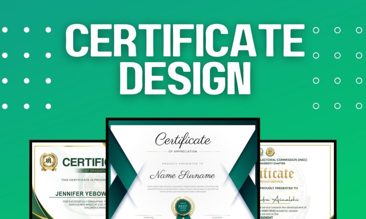 I will design certificate diploma certificate award certificate gift certificate coupon