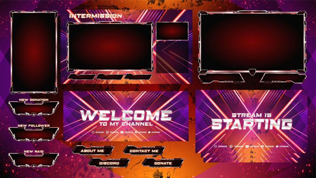 I will design custom animated Twitch overlay, stream logo, Kick streamer package