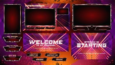 I will design custom animated Twitch overlay, stream logo, Kick streamer package