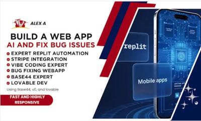 I will build, debug, fix Replit and Base44 AI apps using v0 Lovable and ready for MVP