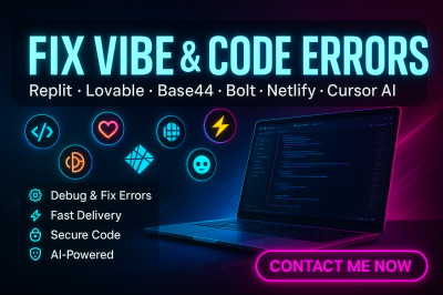 I will fix vibe code errors debug replit lovable base44 bolt netlify cursor ai supabase