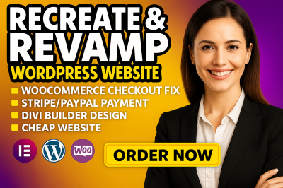 Recreate WordPress Cheap Website Revamp, WooCommerce Checkout Fix & Payment Gateway Repair