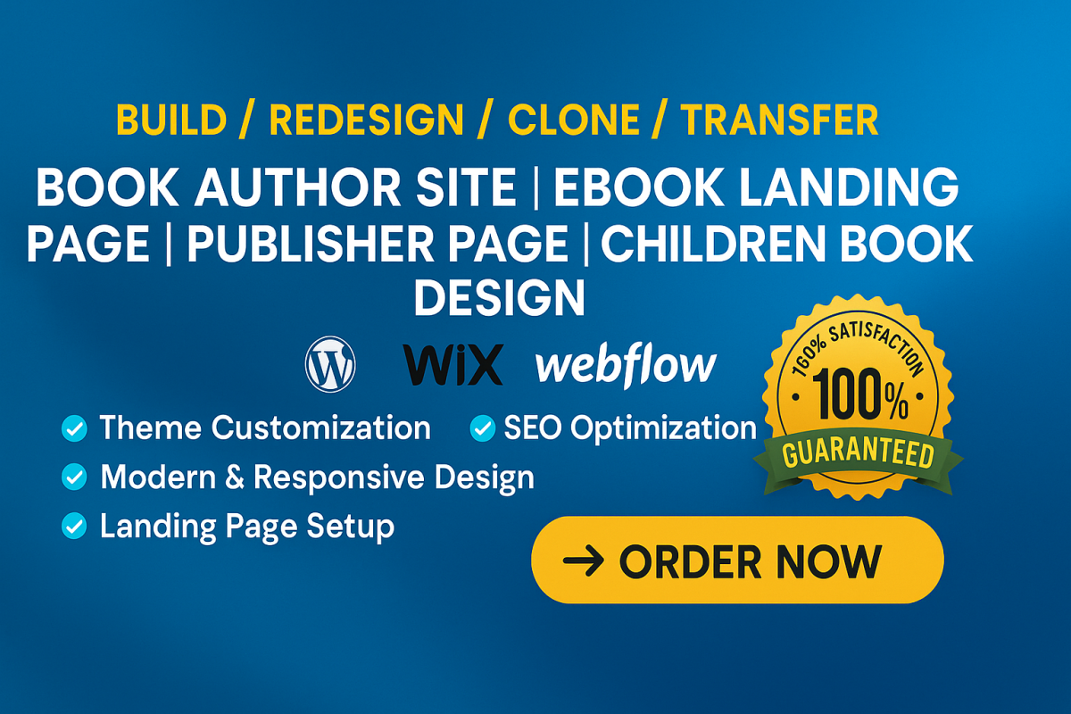 Design Book Author Website, Book Publisher Ebook, Children Book Business Website