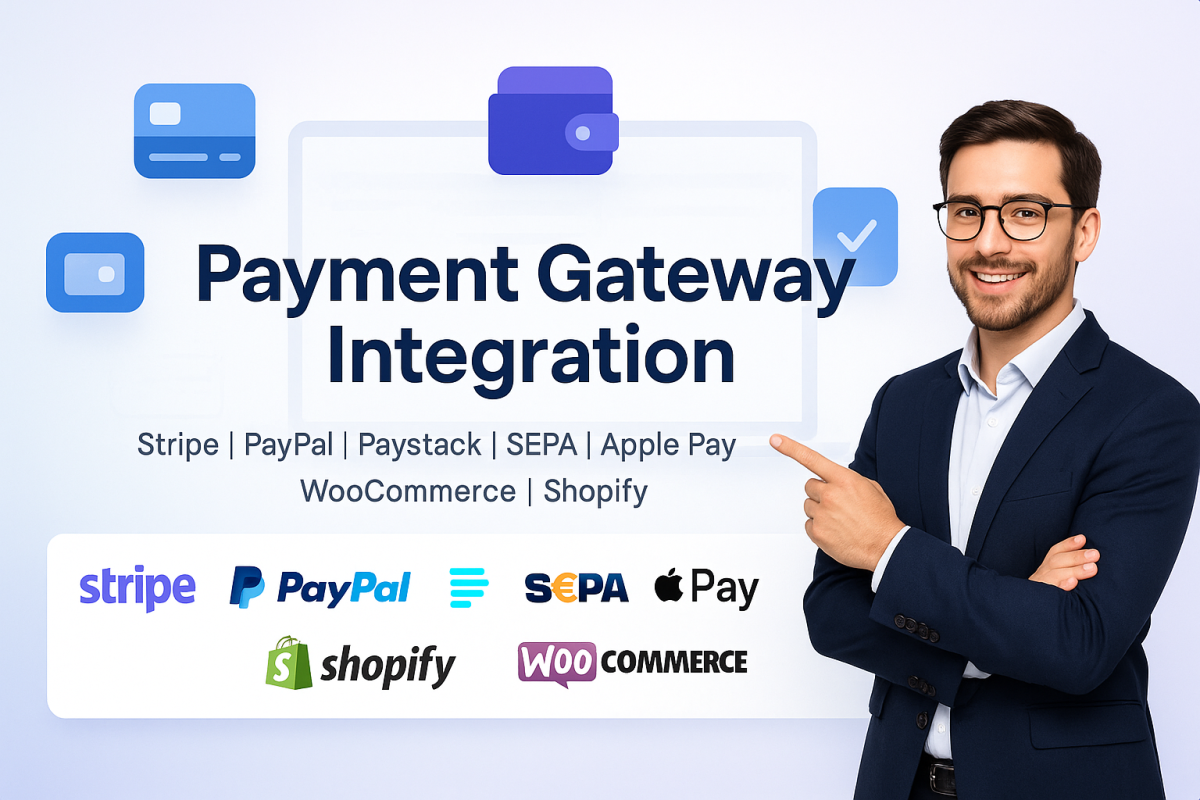 I will integrate payment gateway for Stripe, PayPal, SEPA, Paystack to your website