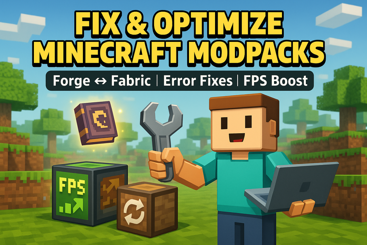 I will create, fix, and optimize Minecraft modpacks, convert Forge to Fabric, and fix errors