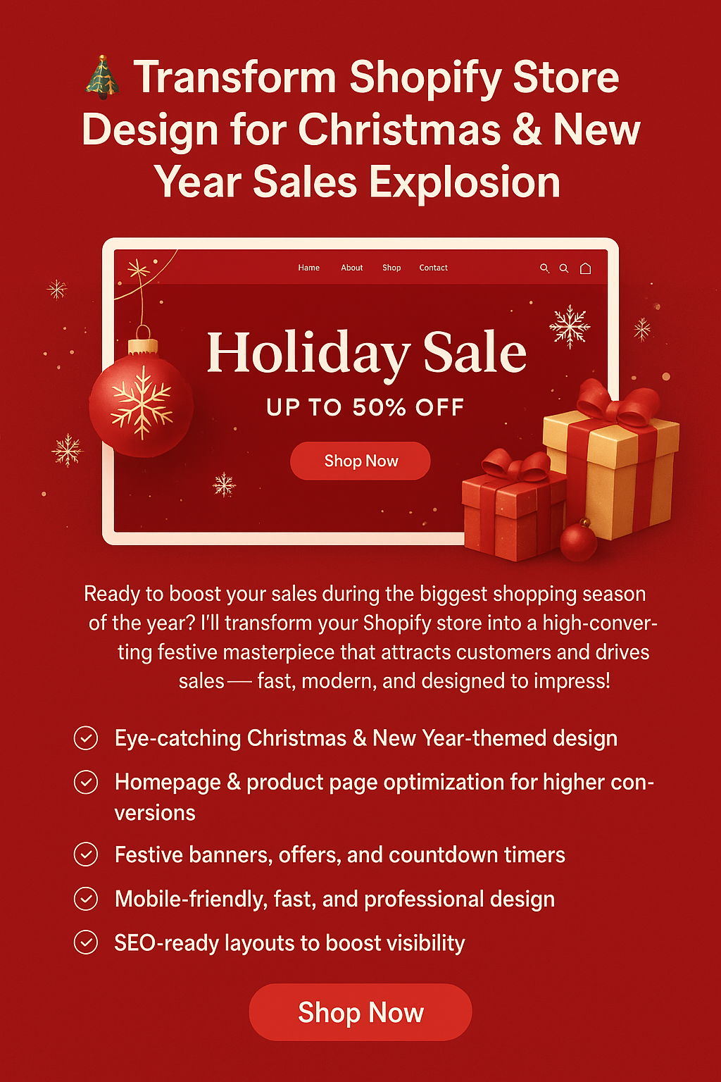 I Will Transform Shopify Store Design for Christmas and New Year Sales Explosion