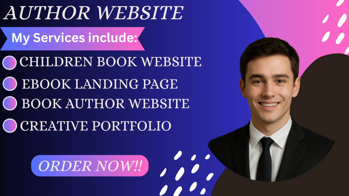 I will design book author website, ebook landing page, children book website, portfolio