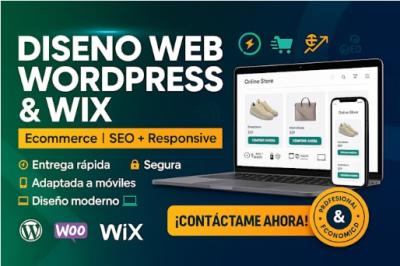 I will crearé una tienda online con WordPress, Wix, WooCommerce rápida, moderna y económica
