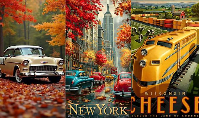 Design Retro Vintage Poster, Travel Poster, Comic Art, Movie Poster, Halloween Art