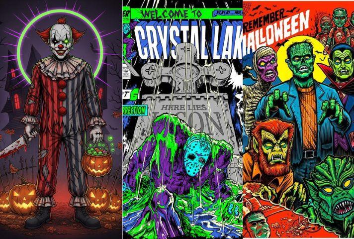 I will do 70s 80s Retro Vintage Horror Comic Poster Halloween Dark Art Movie Poster