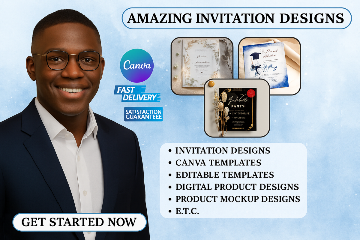 I will design custom wedding, birthday, party digital invitation Canva template design