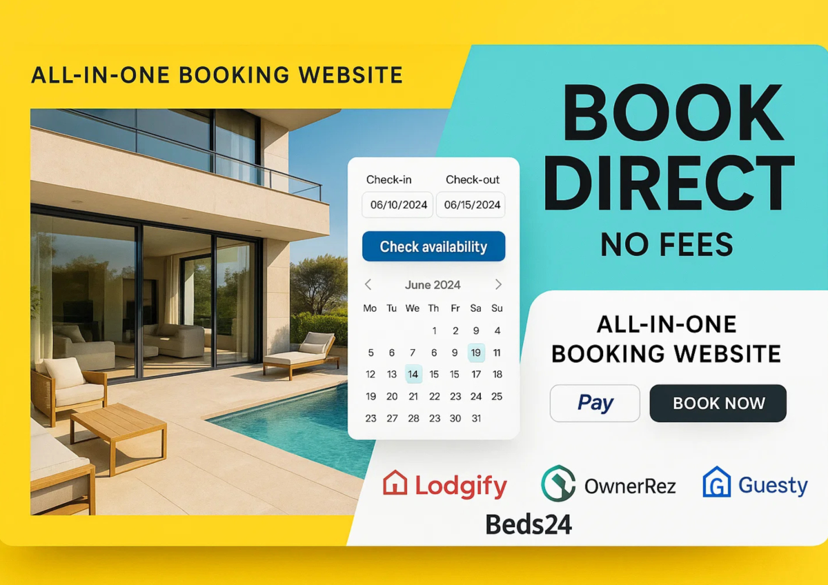 I will do direct booking for owners using Lodgify, Bed24, Bookable, Guesty, Hostaway, Guesty Smooble