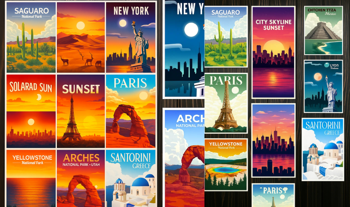I will do 70s Retro Vintage Poster Travel Poster Wallart Deco Skyline Landscape Poster