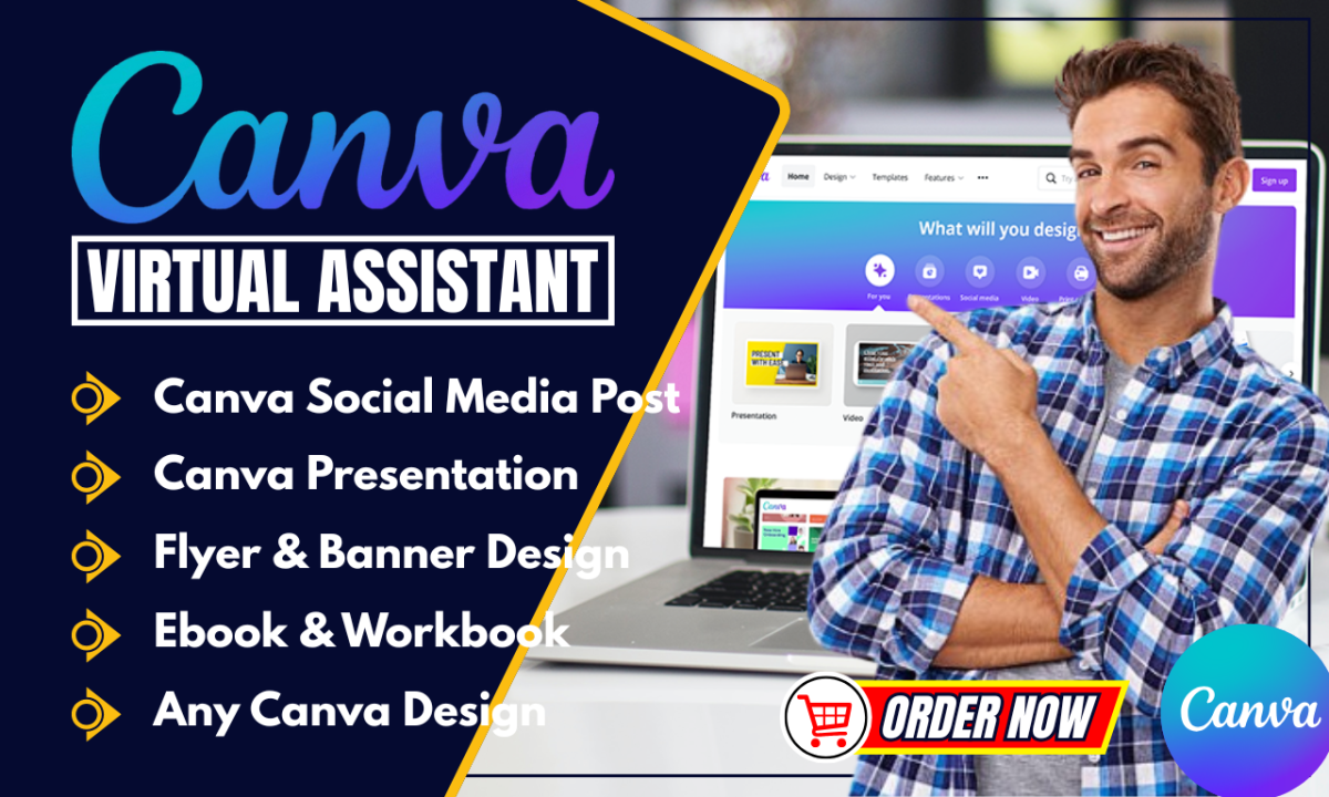 I will be your reliable Canva virtual assistant, social media manager, data entry
