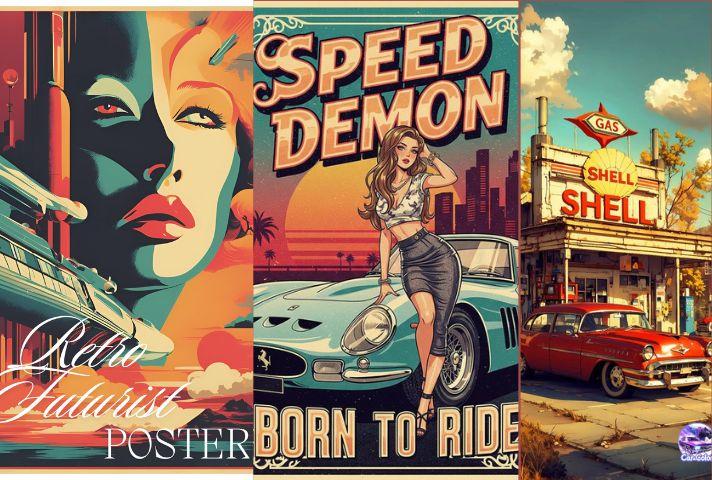 I will design vintage retro movie poster, modern 50s film poster, travel music flyer