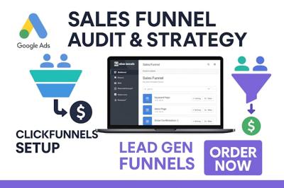 I will create sales funnels audit funnel strategy setup lead gen with clickfunnels