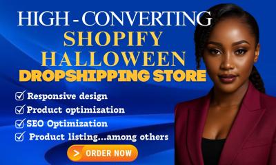 I will design fully optimized Halloween Shopify dropshipping store with product listing