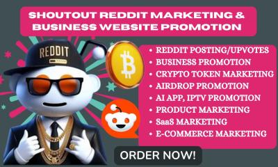 I will manage Reddit post upvote for AI, Crypto, ICO, SaaS, App, Business, Website Promotion