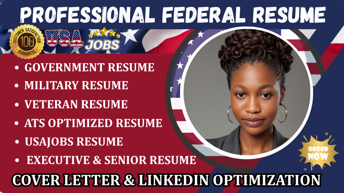 I will write professional USAJOBS federal resume, executive, ATS resume, and cover letter