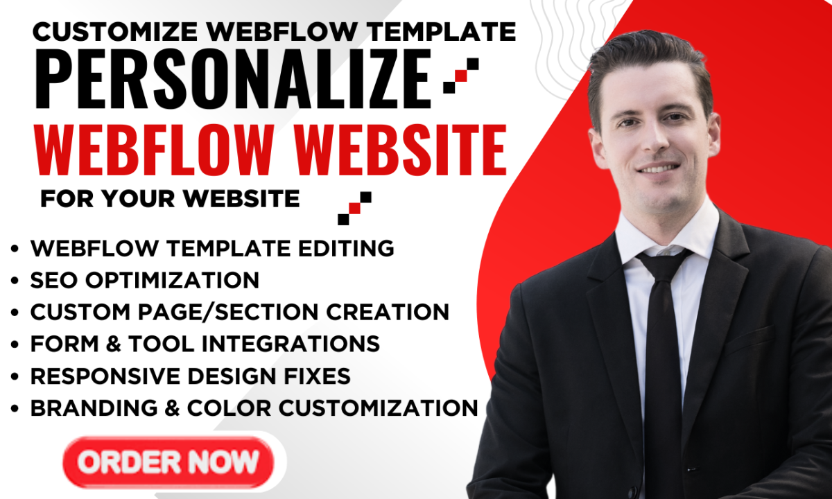 I will customize and edit your Webflow website template to match your brand
