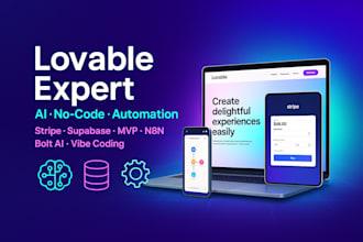 I will design, fix lovable website, lovable stripe lovable dev bolt ai vo vibe coding