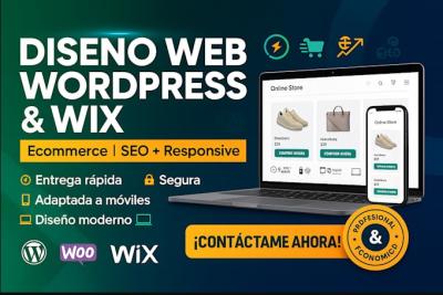 I will crearé una tienda online con WordPress, Wix, WooCommerce rápida, moderna y económica