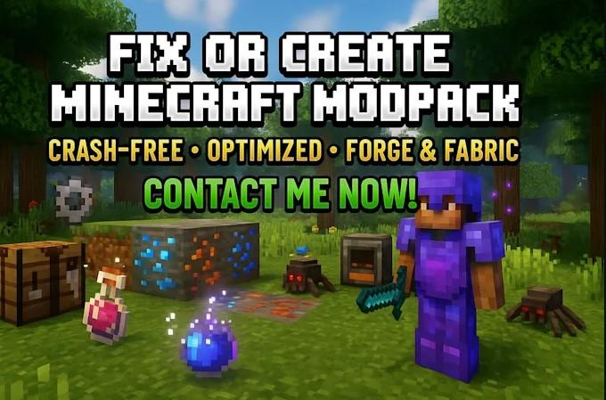 I will create, fix, optimize, modpack Minecraft, convert Forge mod to Fabric, and update UI mod