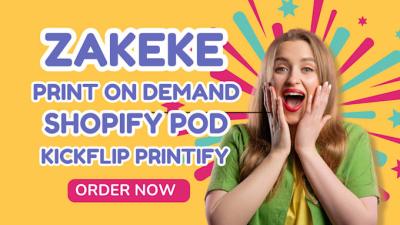 I will setup Shopify Zakeke Print on Demand Zakeke Printify Shopify Kickflip Etsy POD