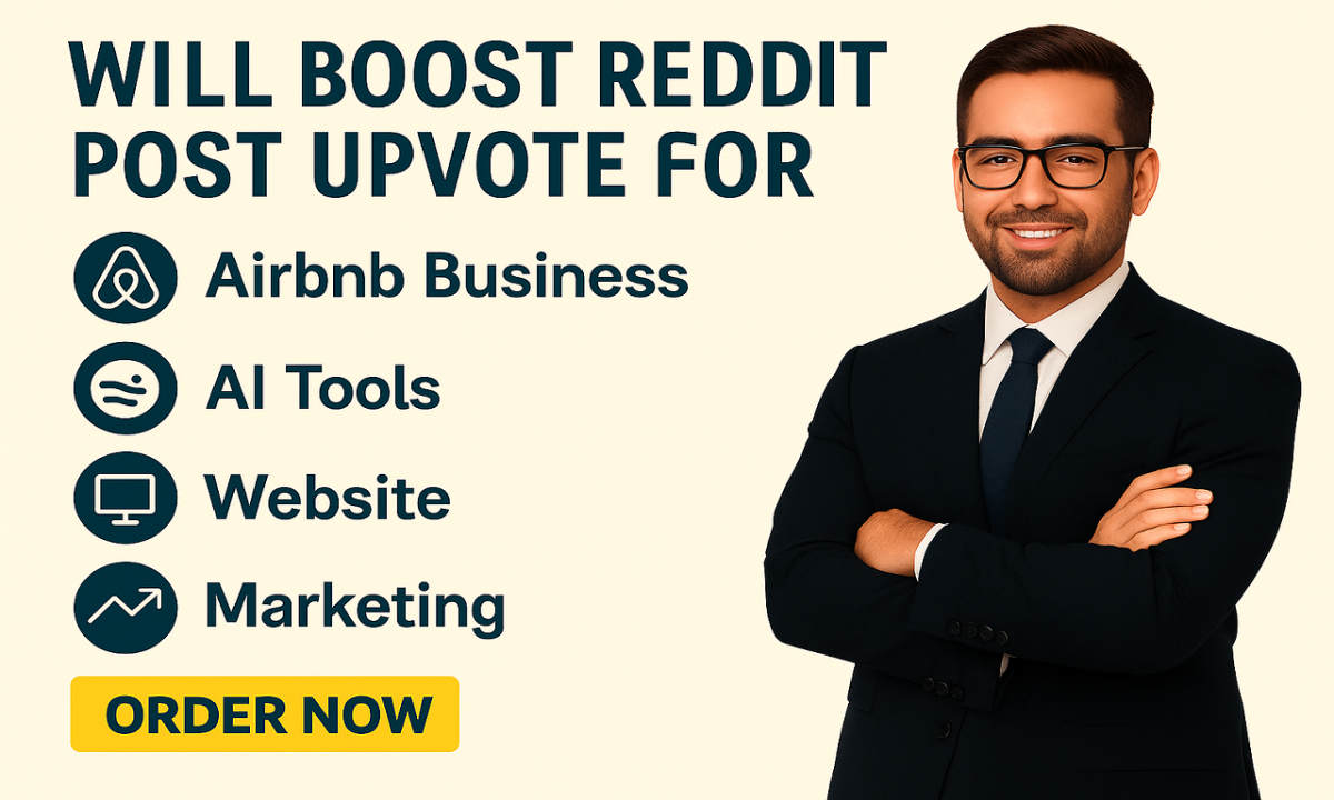 I will boost Reddit post upvote comment for Air Bnb business AI tools website marketing
