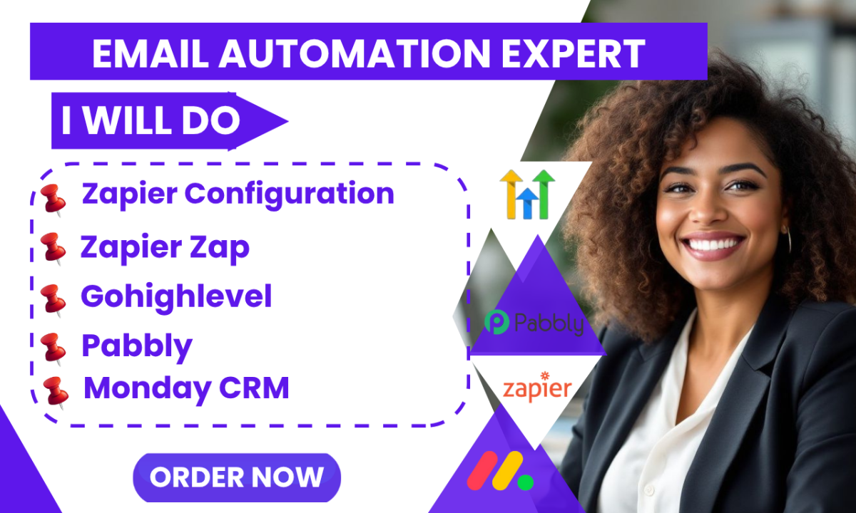 I will setup Zapier automation, Zapier zap integration, Monday CRM, and Pabbly workflow